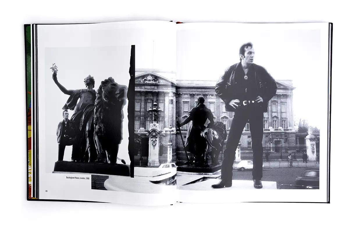 Spread from Print the Myth: Joe Strummer Portraits 1981–2002 by Josh Cheuse, published by Rocket 88